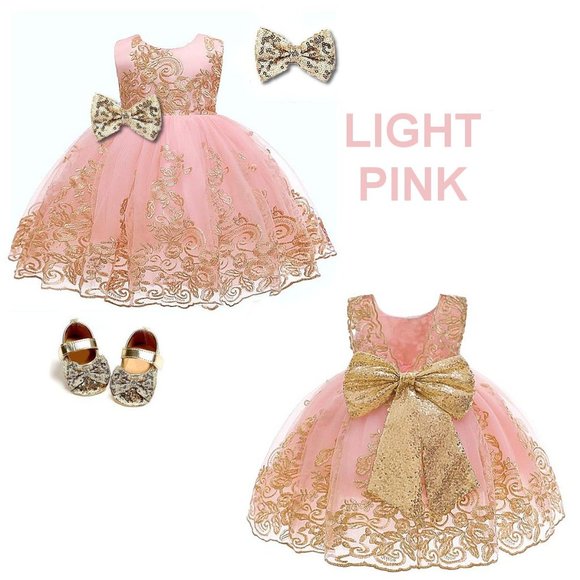 NWT Beautiful Sparkling Sequin Bow Baby Dress Christmas Flower Girl Page… - Picture 7 of 16